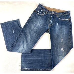 ARMANI EXCHANGE A|X Distressed STUDDED Blue Jeans! Raw Hem Sz 31 Long x 29 / 40